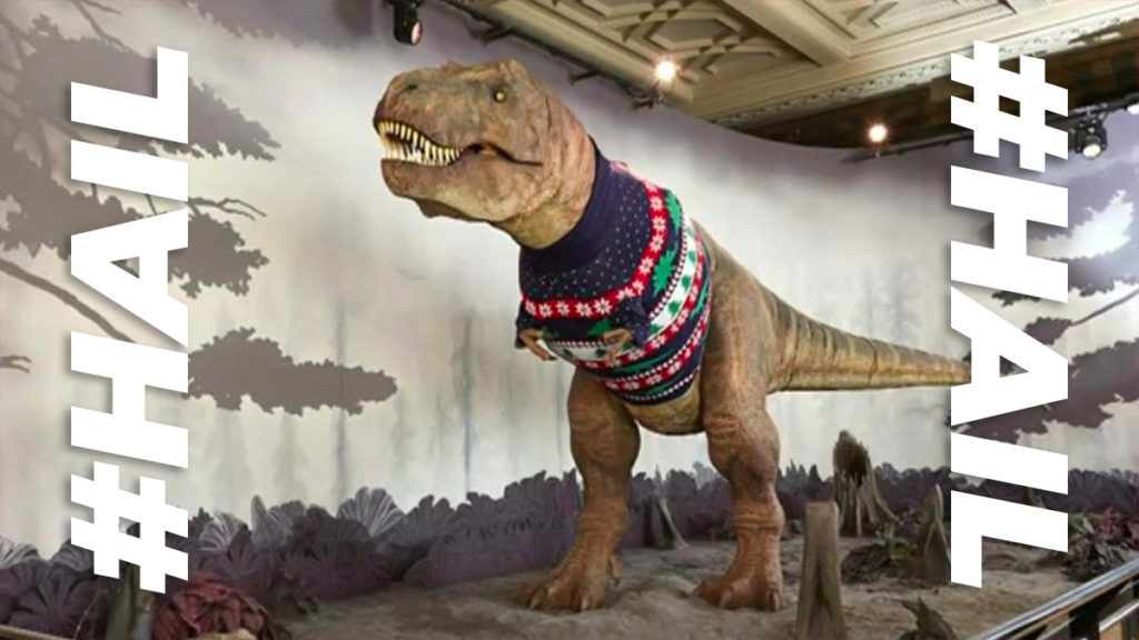 T.rex gets Christmas jumper