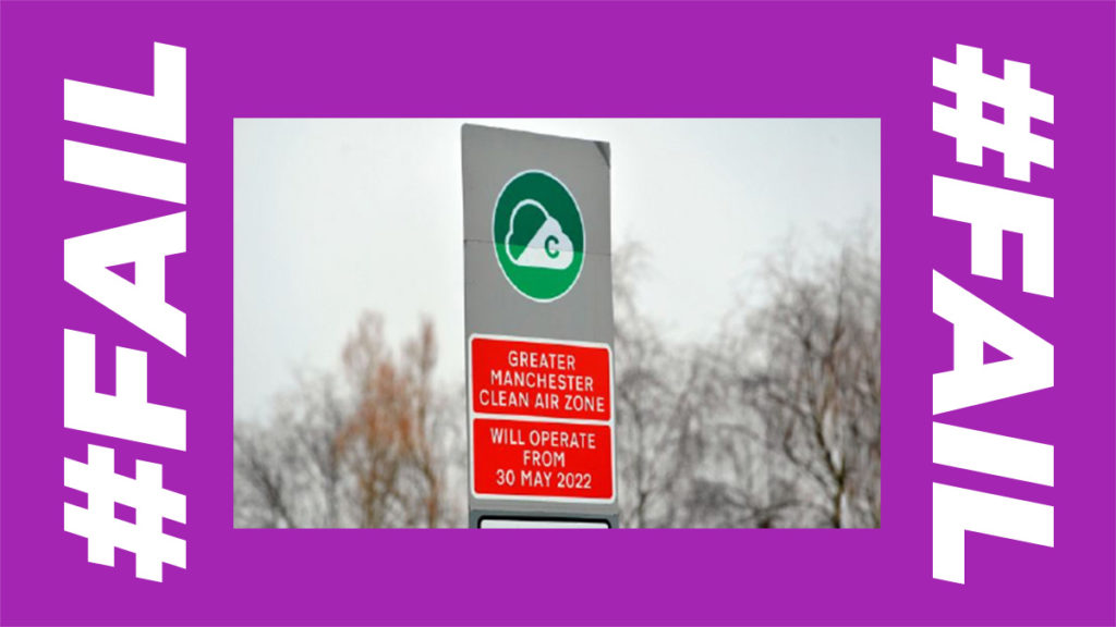 Clean Air Zone signs across Greater Manchester give wrong date