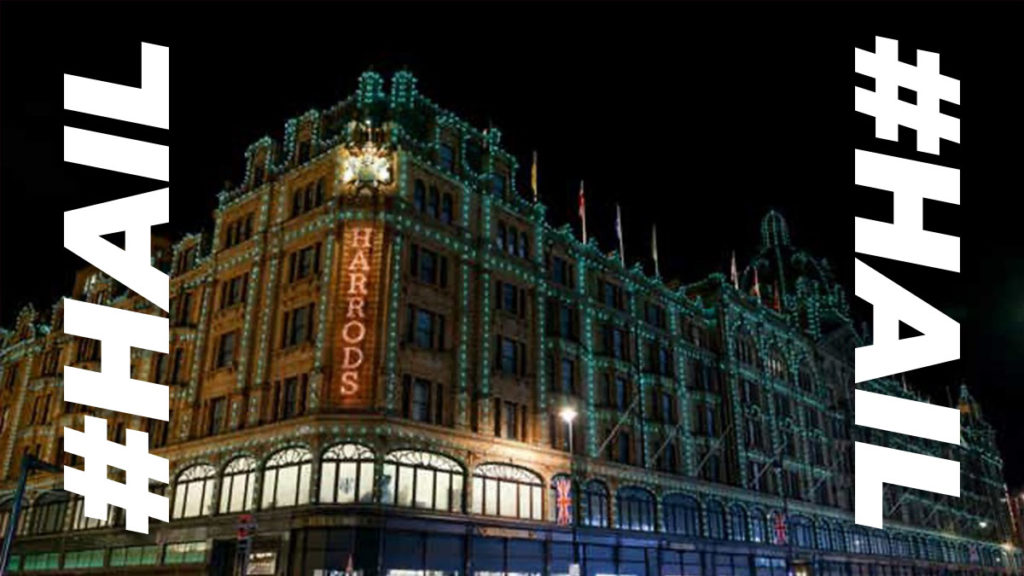 Harrods lights turn blue for the first time ever