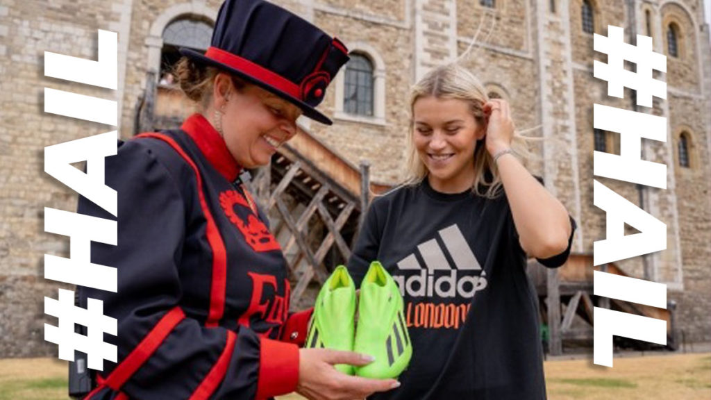 Adidas display Lioness boots at Tower of London