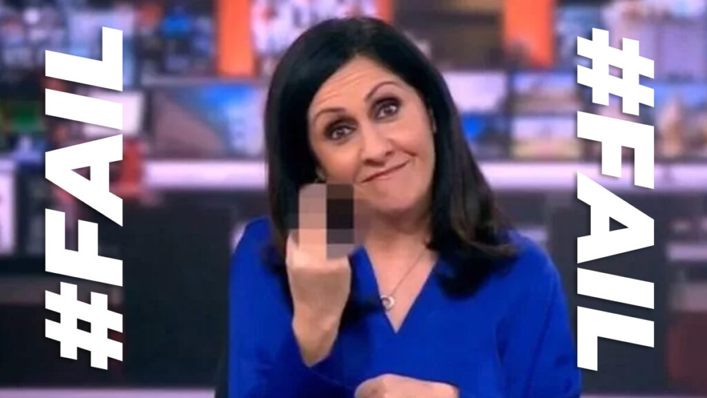 Presenter gives viewers the finger